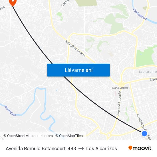 Avenida Rómulo Betancourt, 483 to Los Alcarrizos map