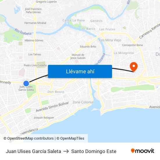 Juan Ulises García Saleta to Santo Domingo Este map