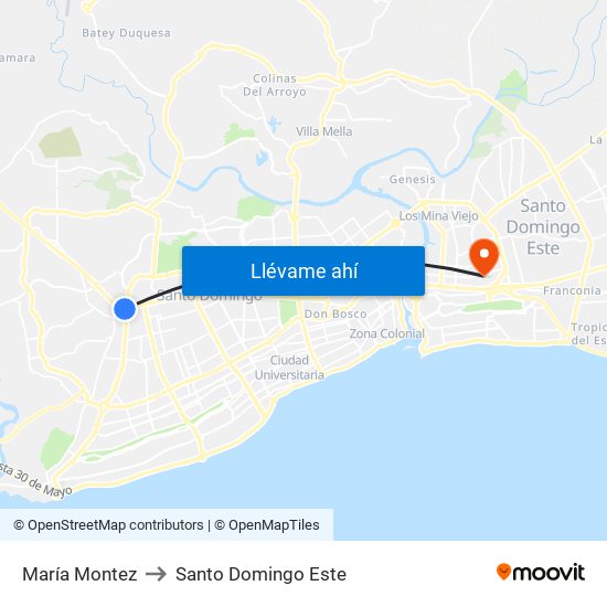 María Montez to Santo Domingo Este map