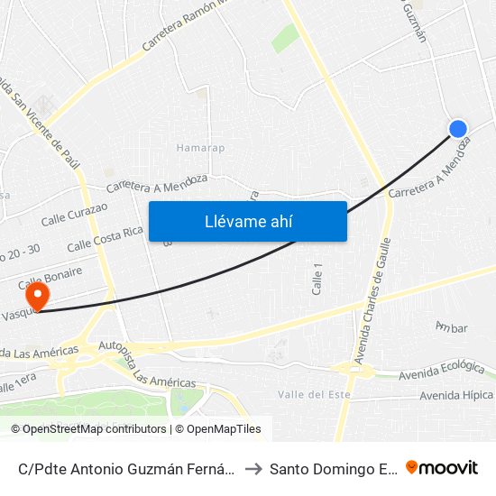 C/Pdte Antonio Guzmán Fernández to Santo Domingo Este map