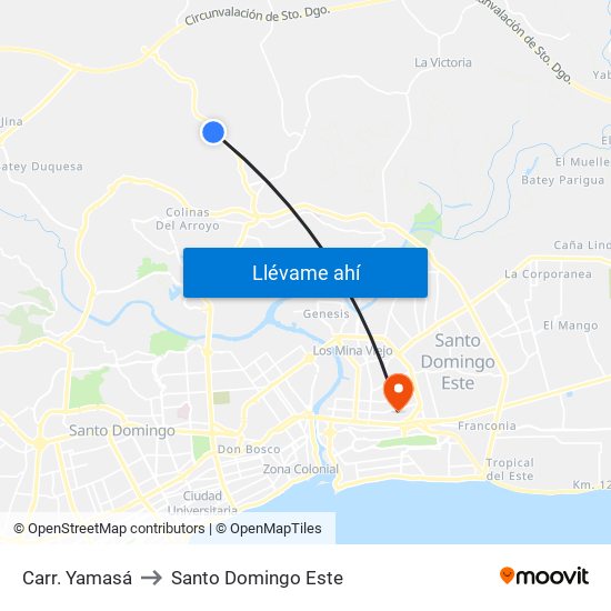 Carr. Yamasá to Santo Domingo Este map