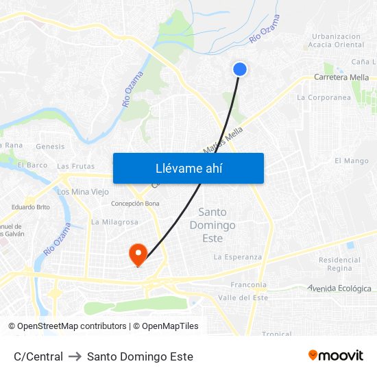 C/Central to Santo Domingo Este map