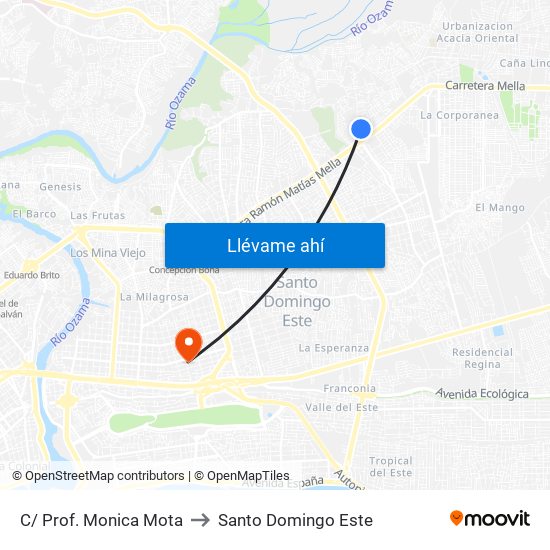 C/ Prof. Monica Mota to Santo Domingo Este map