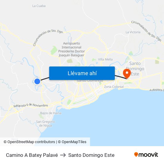 Camino A Batey Palavé to Santo Domingo Este map