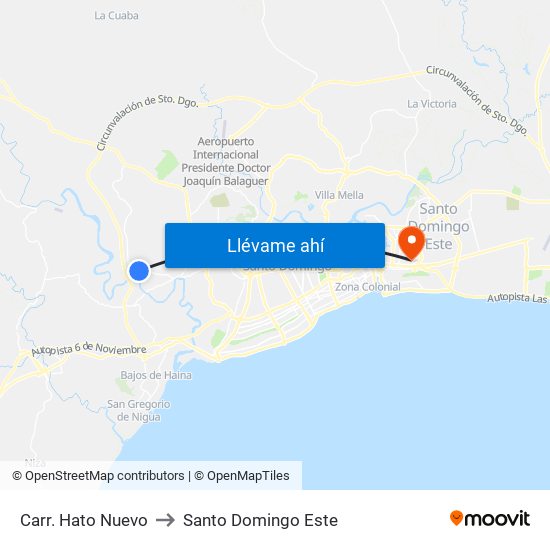 Carr. Hato Nuevo to Santo Domingo Este map