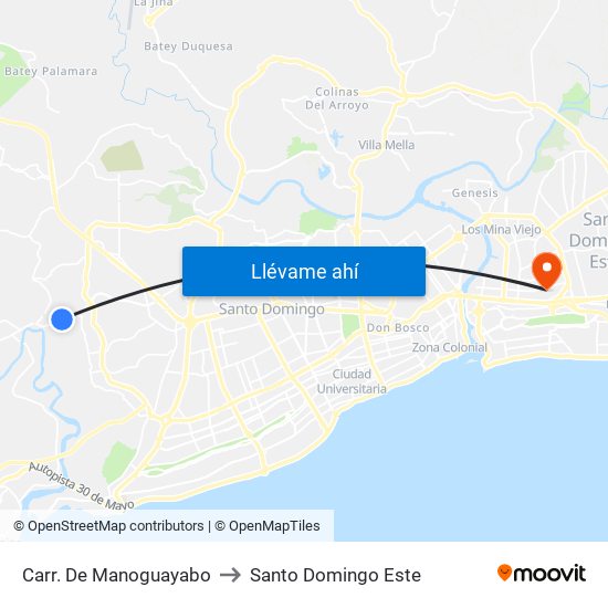 Carr. De Manoguayabo to Santo Domingo Este map