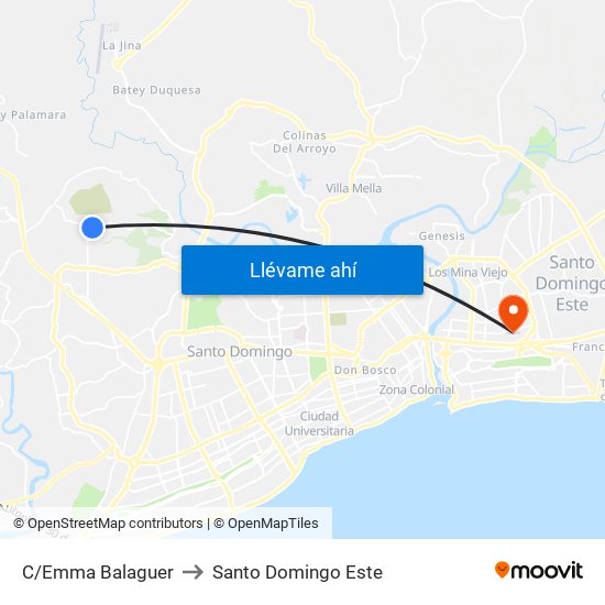 C/Emma Balaguer to Santo Domingo Este map
