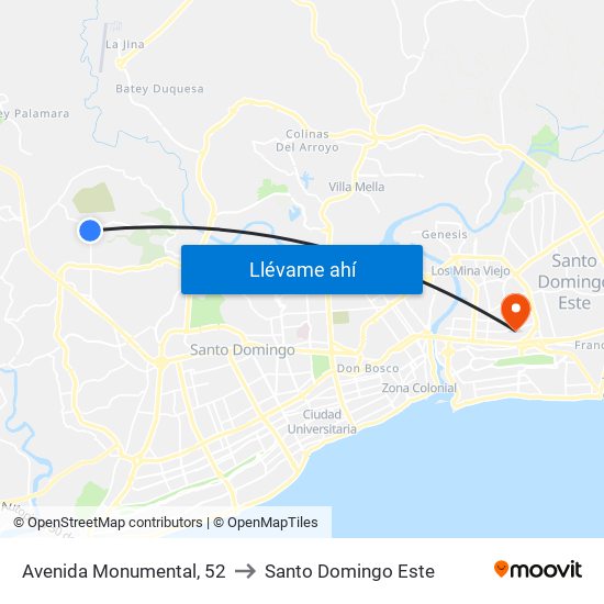 Avenida Monumental, 52 to Santo Domingo Este map