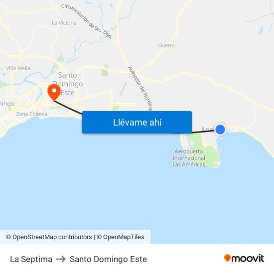 La Septima to Santo Domingo Este map