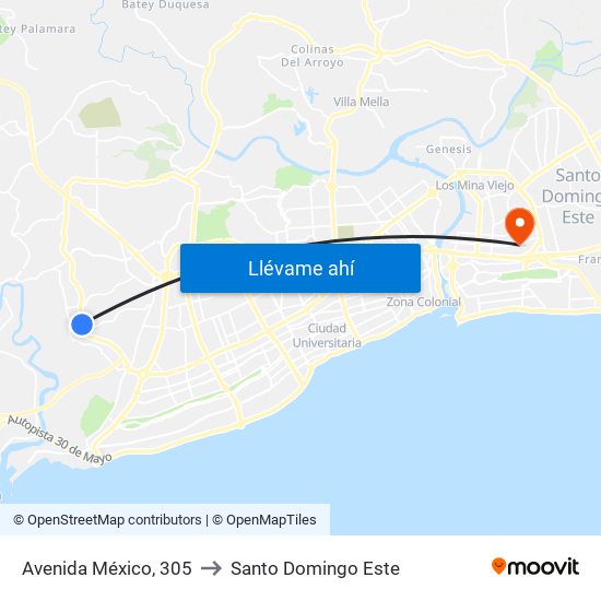 Avenida México, 305 to Santo Domingo Este map