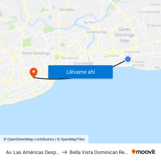 Av. Las Américas Desp. C/C to Bella Vista Dominican Republic map