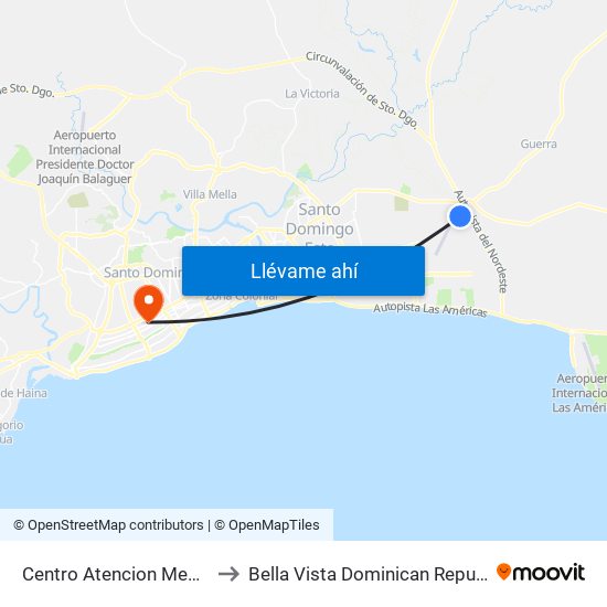 Centro Atencion Medica to Bella Vista Dominican Republic map