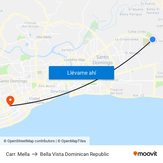 Carr. Mella to Bella Vista Dominican Republic map