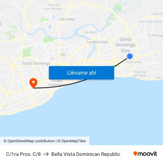 C/1ra Prox. C/8 to Bella Vista Dominican Republic map
