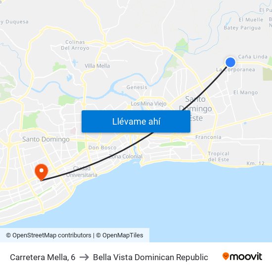Carretera Mella, 6 to Bella Vista Dominican Republic map