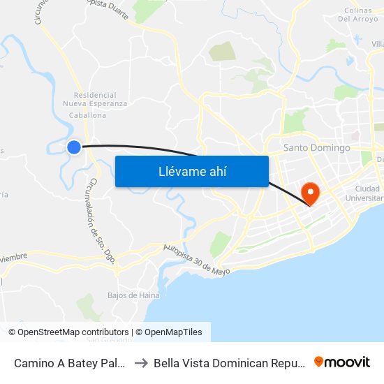 Camino A Batey Palavé to Bella Vista Dominican Republic map