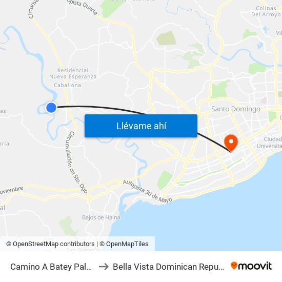 Camino A Batey Palavé to Bella Vista Dominican Republic map