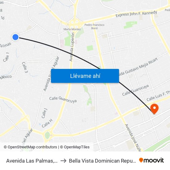 Avenida Las Palmas, 31 to Bella Vista Dominican Republic map