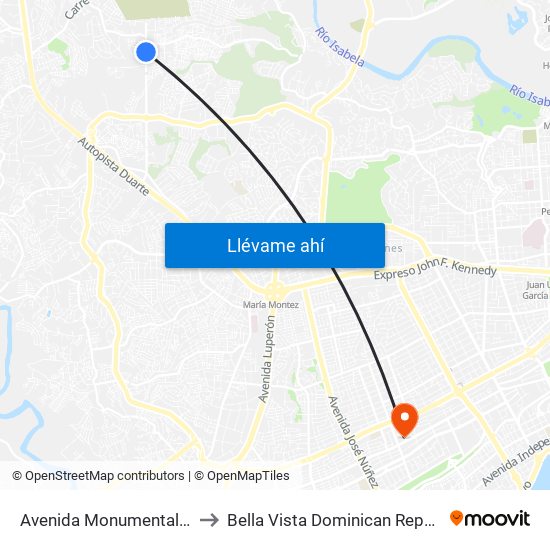 Avenida Monumental, 52 to Bella Vista Dominican Republic map