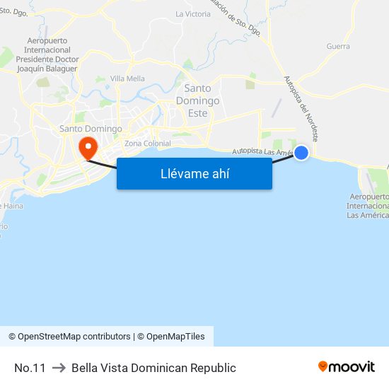 No.11 to Bella Vista Dominican Republic map