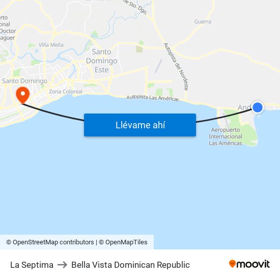 La Septima to Bella Vista Dominican Republic map
