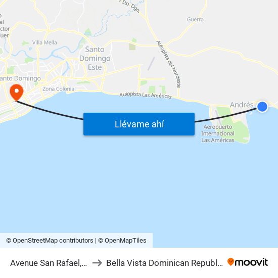 Avenue San Rafael, 9 to Bella Vista Dominican Republic map