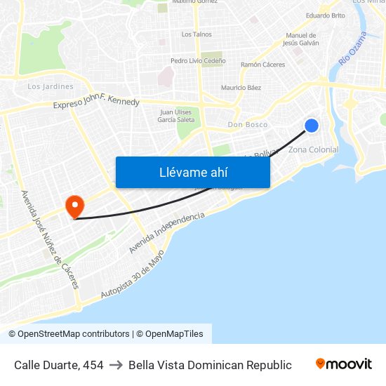 Calle Duarte, 454 to Bella Vista Dominican Republic map