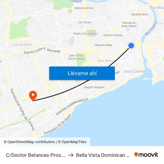 C/Doctor Betances Prox. C/Paris to Bella Vista Dominican Republic map