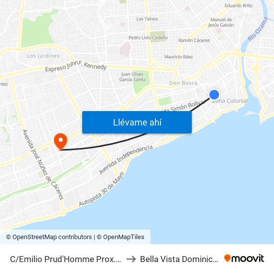 C/Emilio Prud'Homme  Prox. C/Guayacanes to Bella Vista Dominican Republic map