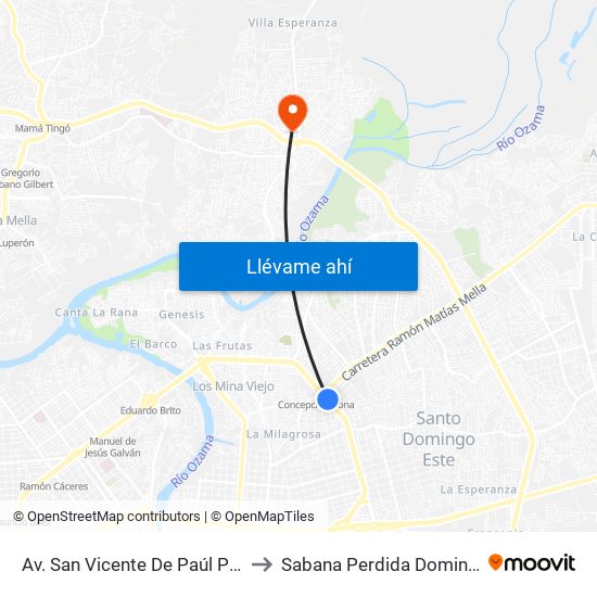 Av. San Vicente De Paúl Prox. Carr. Mella to Sabana Perdida Dominican Republic map
