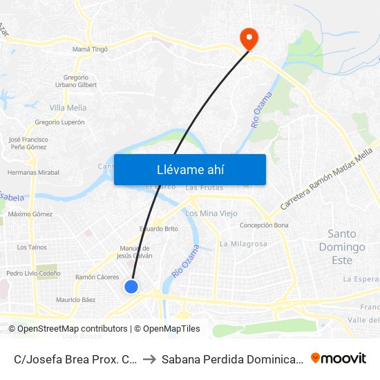 C/Josefa Brea Prox. C/Samana to Sabana Perdida Dominican Republic map