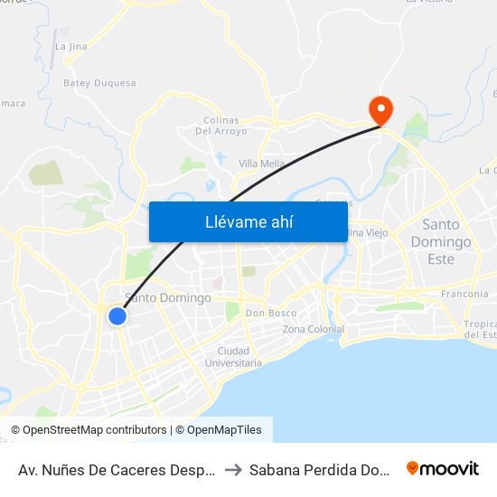 Av. Nuñes De Caceres Desp. C/Amelia Francasci to Sabana Perdida Dominican Republic map