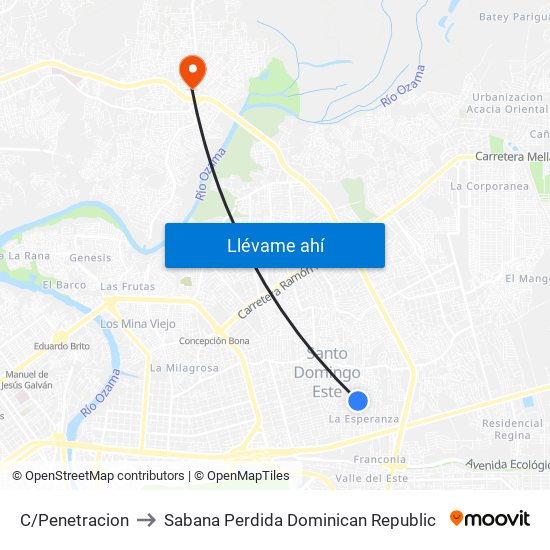 C/Penetracion to Sabana Perdida Dominican Republic map