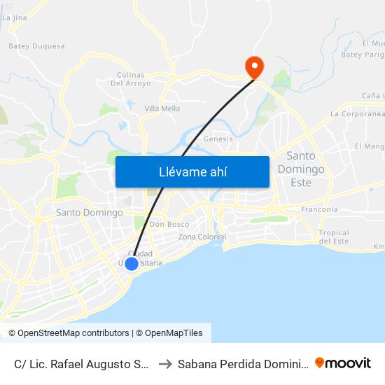 C/ Lic. Rafael Augusto Sanchez Ravelo to Sabana Perdida Dominican Republic map