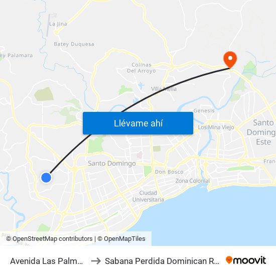 Avenida Las Palmas, 62 to Sabana Perdida Dominican Republic map