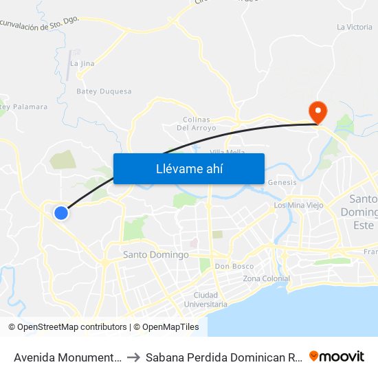 Avenida Monumental, 12 to Sabana Perdida Dominican Republic map