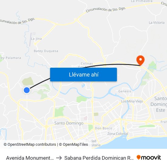 Avenida Monumental, 52 to Sabana Perdida Dominican Republic map