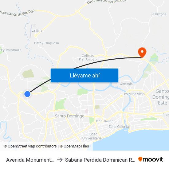 Avenida Monumental, 52 to Sabana Perdida Dominican Republic map