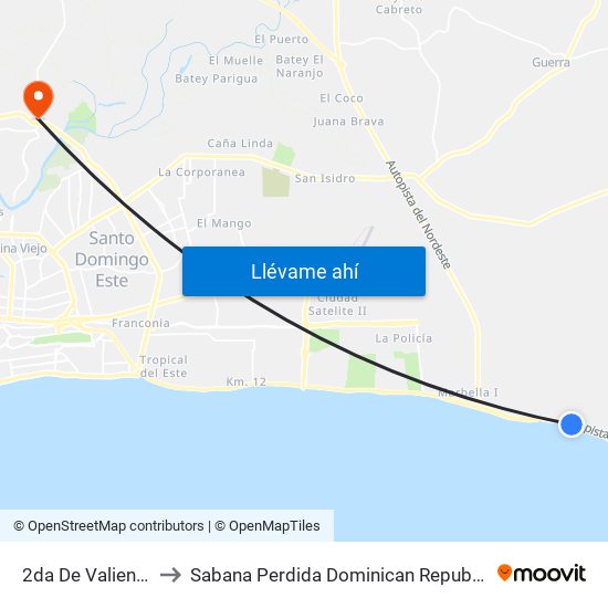 2da De Valiente to Sabana Perdida Dominican Republic map