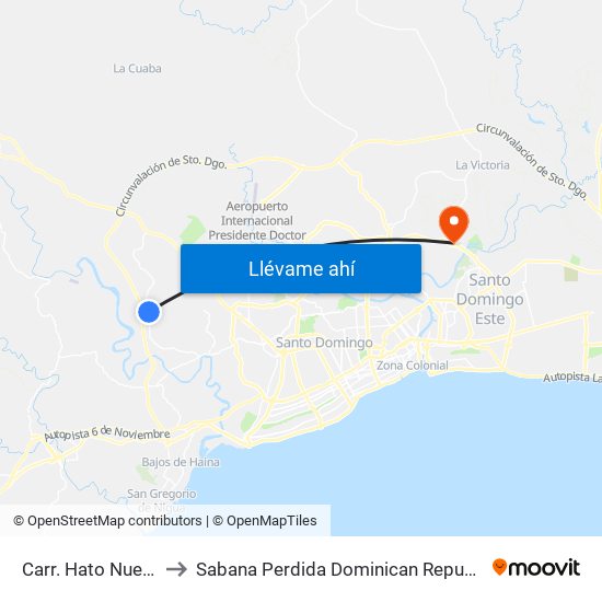 Carr. Hato Nuevo to Sabana Perdida Dominican Republic map