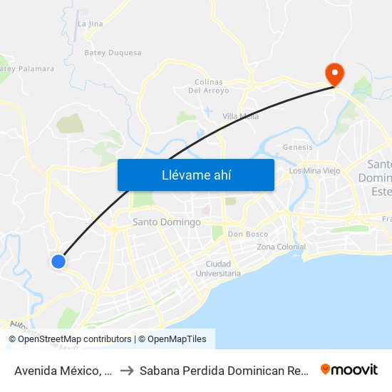 Avenida México, 305 to Sabana Perdida Dominican Republic map