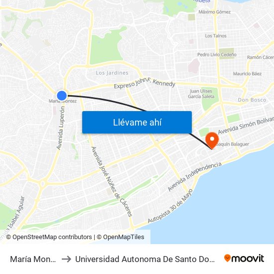 María Montez to Universidad Autonoma De Santo Domingo map