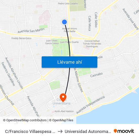 C/Francisco Villaespesa Desp. C/14 De Junio to Universidad Autonoma De Santo Domingo map