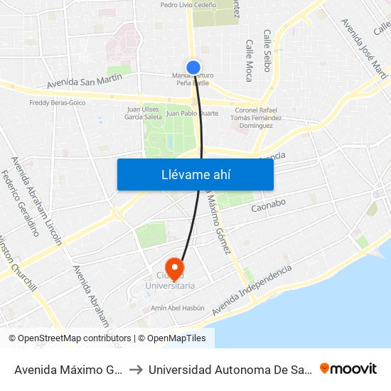 Avenida Máximo Gómez, 73 to Universidad Autonoma De Santo Domingo map