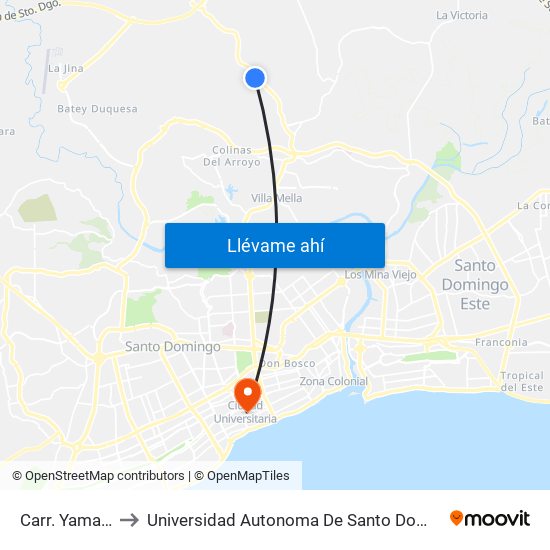 Carr. Yamasá to Universidad Autonoma De Santo Domingo map