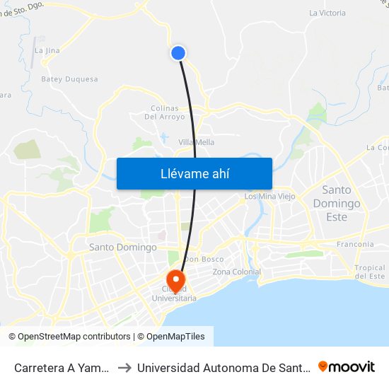 Carretera A Yamasa, 96 to Universidad Autonoma De Santo Domingo map