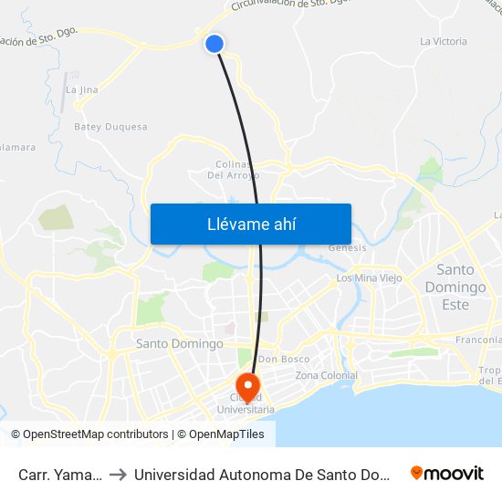 Carr. Yamasá to Universidad Autonoma De Santo Domingo map