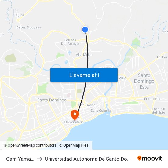 Carr. Yamasá to Universidad Autonoma De Santo Domingo map