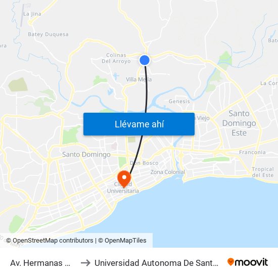 Av. Hermanas Mirabal to Universidad Autonoma De Santo Domingo map