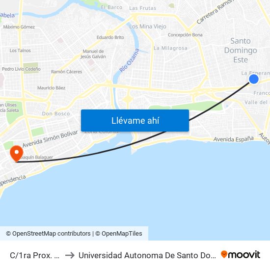 C/1ra Prox. C/3 to Universidad Autonoma De Santo Domingo map
